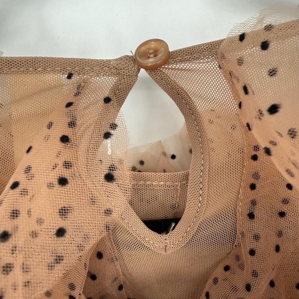ANTHROPOLOGIE DOLAN LEFT COAST MESH RUFFLE BLOUSE POLKA DOTS XXS - Picture 8 of 9